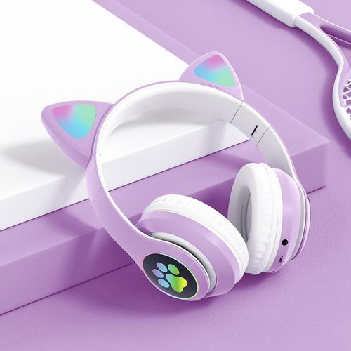Casque Bluetooth Sans Fil STN28 - Design Oreilles de Chat Lumineuses (Couleur Aléatoire)